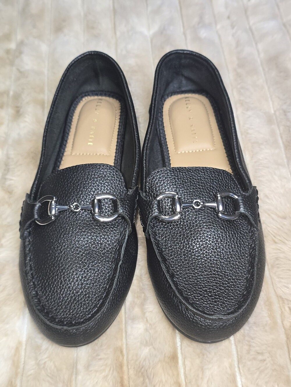Kelly & Katie Kai Black Leather Horsebit Driving Loafers Size 7M
